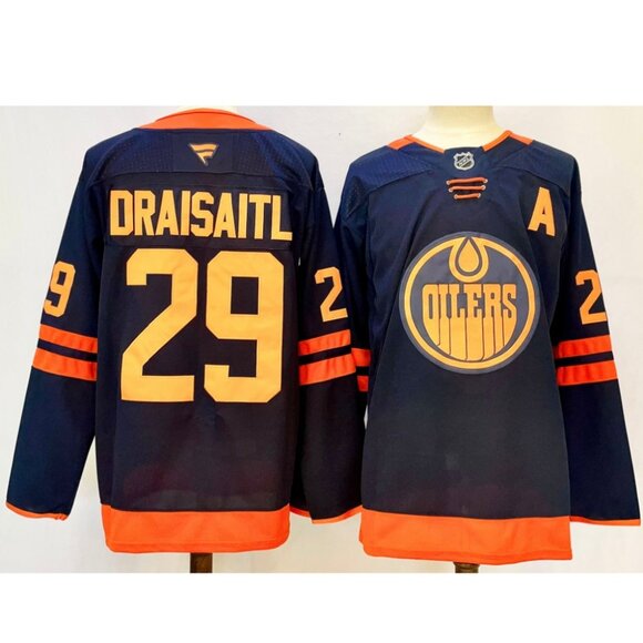 Mens Leon Draisaitl Navy Stitched Jersey